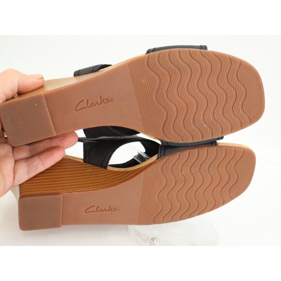 Clarks Women's Kyarra Aster Womens Size 10 M Black Leather Wedge Slingback - Picture 10 of 15